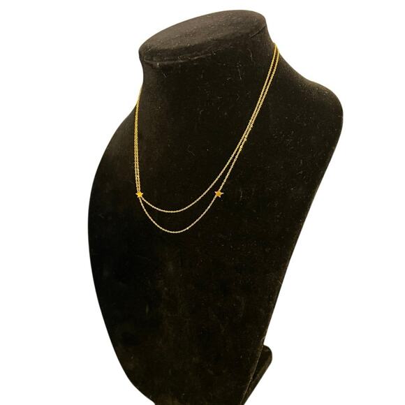 Jennifer Zeuner Jewelry JZJ Gold Tone Double Chain Star Delicate Necklace - Picture 2 of 4